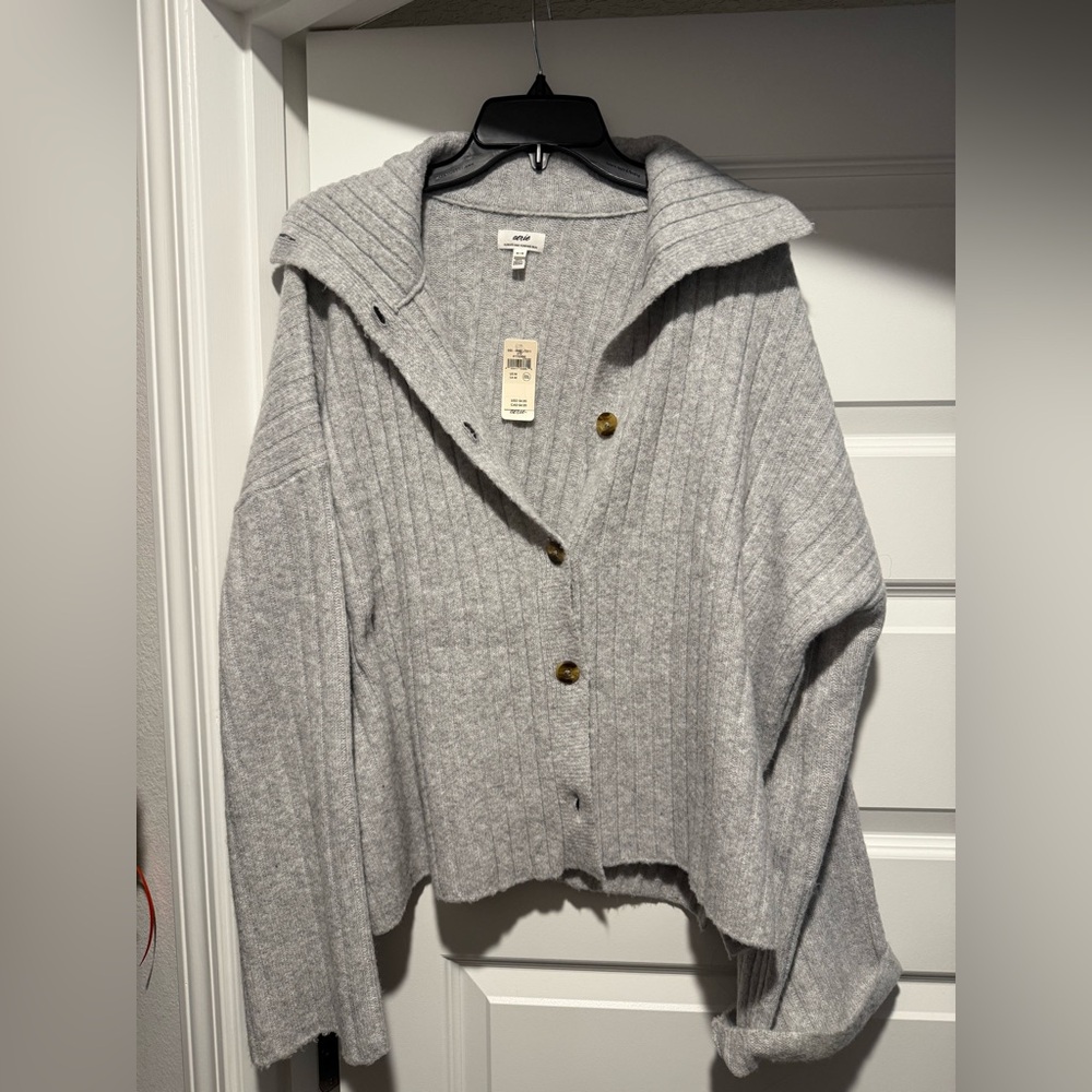 Aerie Mock Neck Button Up Cardigan M NWT